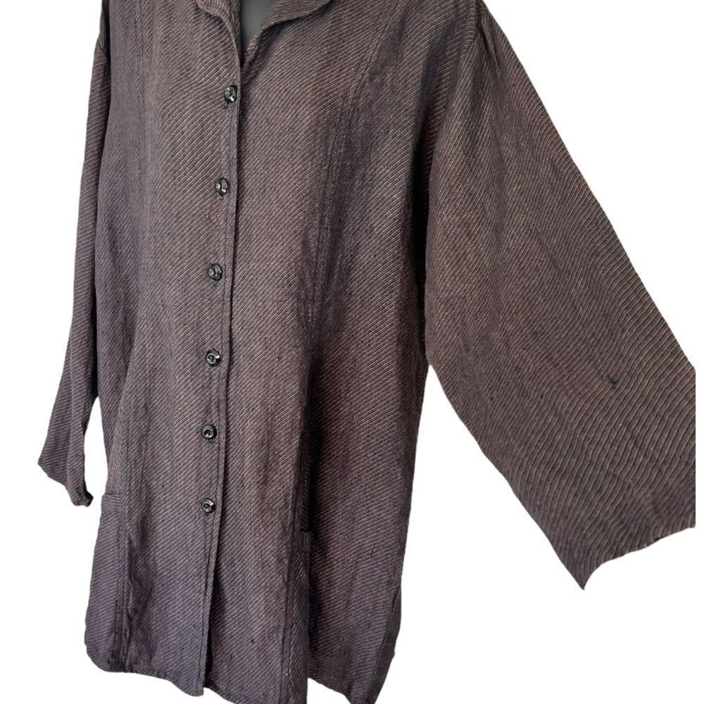 Flax by Jeanne Engelhart Linen Longline Striped Lagenlook Jacket - Picture 4 of 10